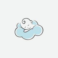 A baby sleeping in a cloud logo vector