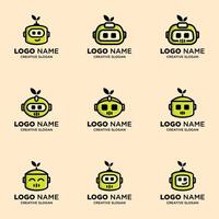 A set of six different robot logos vector