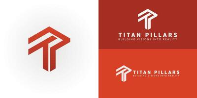 Modern TP emblem for architecture and construction featuring clean lines that evoke precision and structure, symbolizing the forward movement from vision to reality. It is ideal for innovative builder vector