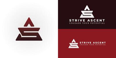 A dynamic SA emblem for Sports and Fitness. This bold logo, combining initial letters within a strong triangular shape, signifies strength, aspiration, and peak performance for an active lifestyle. vector