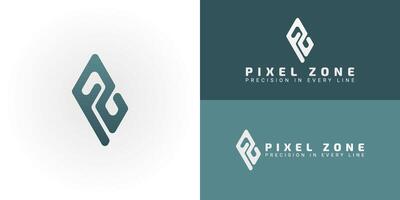 Logo design for a modern software company that combines the letters PZ into a sleek abstract emblem. This design is ideal for tech, fintech, or design firms looking for a precise and innovative brand. vector