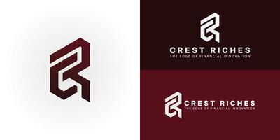 Modern CR initial logo. A dynamic geometric design is ideal for financial and technology brands. Clean, professional, and scalable for all digital and print needs. vector