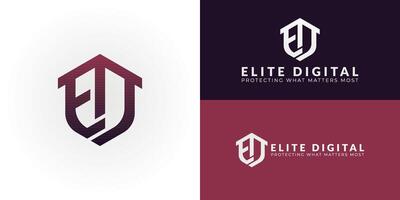 Modern ED shield logo for cybersecurity and data protection, representing a strong and reliable defense for digital assets. vector