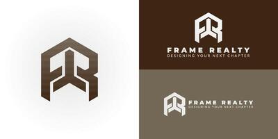 Modern FR lettermark logo that cleverly forms a house symbol. Ideal for a dynamic real estate agency or property development services. It represents contemporary design and architectural excellence. vector