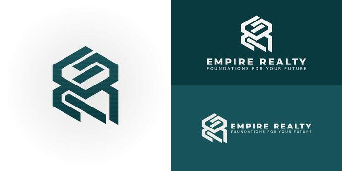 Modern ER logo for construction and property development. It signifies strong foundations, quality craftsmanship, and elevating properties for future growth. Ideal for builders and developers. vector