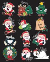 Christmas stickers with Santa and holiday characters vector