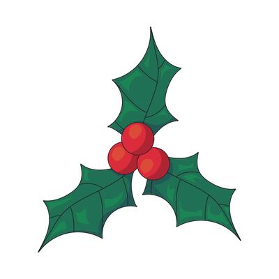 cute Christmas holly leaf with three red berries. Perfect for holiday greeting cards, festive invitations, seasonal decor, winter crafts, Christmas patterns, and cheerful Christmas designs