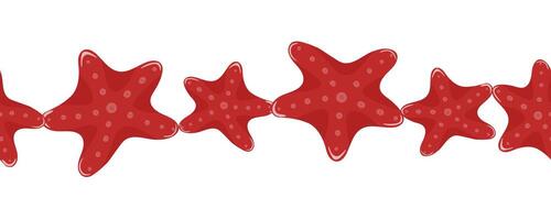 Seamless border with red starfish in the center vector