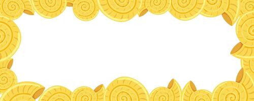 Yellow spiral shells marine frame in flat style vector