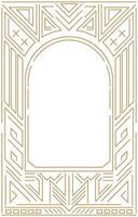 Art Deco Curved Border. Modern Arabic Golden Frame. Geometric Ornament Frame. Vintage Linear Ornament Element. Use for Packaging. vector