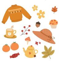 cute and aesthetic fall elements set vector