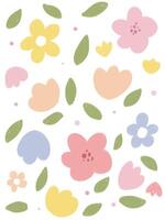 seamless pattern of colorful flowers and leaves vector