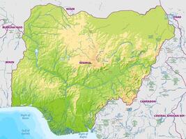 Map of Nigeria and nearby countries vector