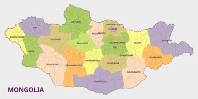 Political map of Mongolia by regions vector