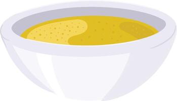 Bowl with pumpkin or cheese soup, cream soup hand drawn isolated on white vector