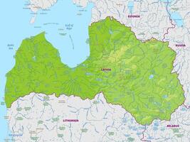 Map showing geography of Latvia vector