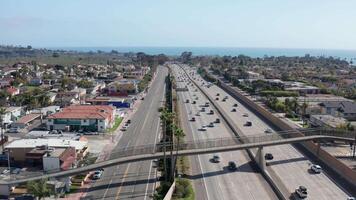 Coastline of San Clemente, California through breathtaking drone footage capturing ocean views and city life video