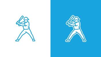Baseball athlete silhouette logo in minimalist style, generative aic vector