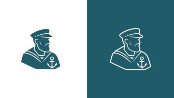 Sea captain silhouette logo in minimalist style, vector