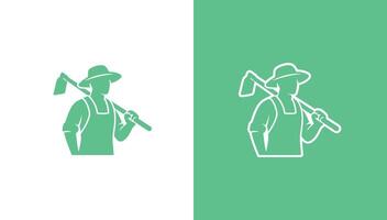 Farmer silhouette logo in minimalist style, vector