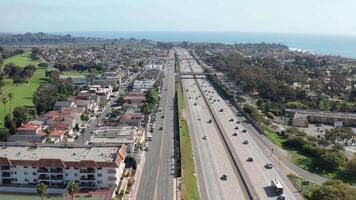 Coastline of San Clemente California with mesmerizing aerial drone views video