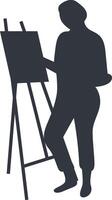 Silhouette of Woman Painting on Canvas with Flat Design vector
