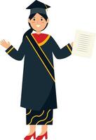 Illustration of Woman Graduating from University with Flat Design. vector
