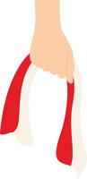 Hand Holding Indonesian Flag Illustration with Flat Cartoon Design. Isolated on White Background vector