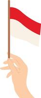 Hand Holding Indonesian Flag Illustration with Cartoon Concept vector