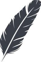Bird Feather Black Silhouette with Simple Design, Isolated on White Background vector