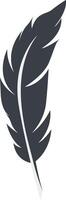 Bird Feather Black Silhouette with Flat Design. Isolated on White Background. vector