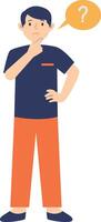 Illustration of Thinking Man with Question Mark. vector