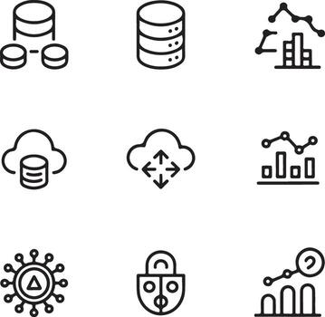 Data Cloud Technology Icon Set vector