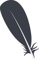 Bird Feather Black Silhouette in Simple Shape, Isolated on White Background, vector
