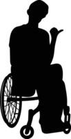 Silhouette of Disabled People in Wheelchair, Isolated on White Background vector