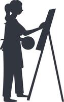 Silhouette of Artist Painting on Canvas, Design Element, vector