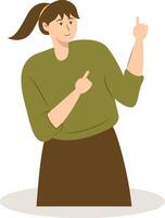 Woman Pointing Character in Cartoon Concept vector