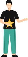 Illustration of Male Giving Star for Rating Store. Isolated on White Background vector
