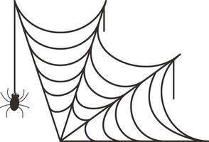 Black Spider Web Illustration, Isolated on White Background. vector