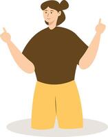 Woman Pointing Character with Cartoon Design. Isolated on a White Background. vector