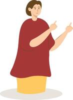 Woman Pointing Character in Cartoon Design. vector