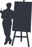 Silhouette of Man Painting on Canvas. vector