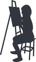 Silhouette of Woman Painting on Canvas with Flat Design. vector