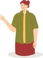 Woman Pointing Character in Cartoon Design. Isolated on a White Background vector