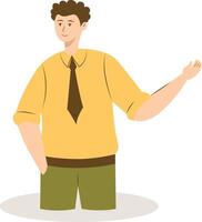 Man Pointing Character with Cartoon Design vector