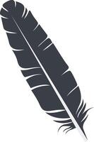 Bird Feather Black Silhouette with Flat Design. Isolated on White Background vector