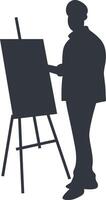 Silhouette of Artist Painting on Canvas, Design Element vector