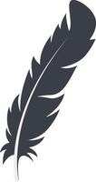 Bird Feather Black Silhouette with Flat Design, Isolated on White Background. vector