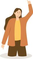 Woman Pointing Character with Cartoon Design. Isolated on a White Background vector