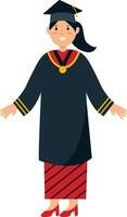 Illustration of Woman Graduating from University with Cartoon Design vector